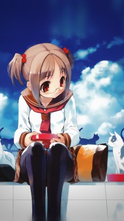 aj58-girl-and-cat-anime-illust-art-blue-day