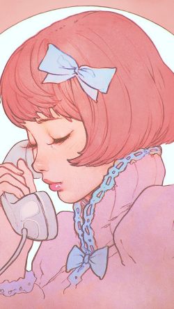 bj13-pink-phone-girl-cute-anime-drawing-art-ilya