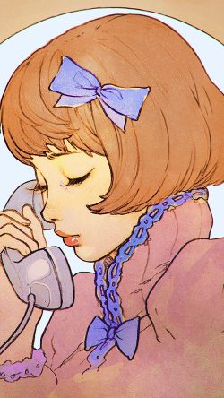 bj14-orange-phone-girl-cute-anime-drawing-art-ilya