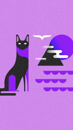 bk18-art-cat-illust-minimal-simple-purple