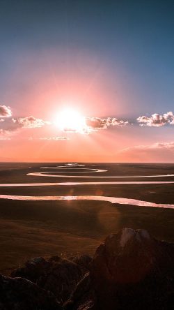 np42-praries-sunset-sky-river-nature